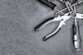 Set hand tool pliers screwdriver gray stained set basis copy cpace