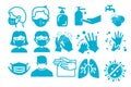 Set of hand washing icons in thin line style. Hygiene icons. The icons as hand wash, soap, alcohol, detergent, anti bacterial and