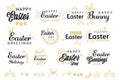 Set of Hand written Easter phrases for Greeting card text templates with Easter eggs isolated on white background Royalty Free Stock Photo