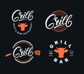 Set of hand written lettering grill logo Royalty Free Stock Photo