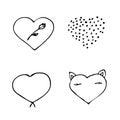 Set of handdrawn heart