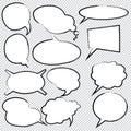 Set Handdrawn Ink Painted Comic Bubble Speech Balloons Speech Cartoon Vector Royalty Free Stock Photo