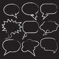 Set Handdrawn Ink Painted Comic Bubble Speech Balloons Speech Cartoon Vector Royalty Free Stock Photo