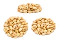 Set of handfuls of nuts from different angles - pistachio nuts Pistacia vera in the shell Royalty Free Stock Photo