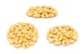 Set of handfuls of nuts from different angles - raw cashew Anacardium occidentale without shell