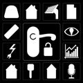Set of Handle, Voice control, Home, Smart key, Chart, Power, Smart, Remote, editable icon pack