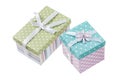 Set of handmade boxed gifts isolated on white