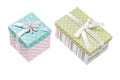 Set of handmade boxed presents isolated on white