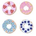 Set of handmade colored donuts in modern flat style. Donut isolated for your design Royalty Free Stock Photo