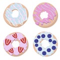 Set of handmade colored donuts in modern flat style. Donut isolated for your design Royalty Free Stock Photo