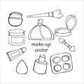 A set of handmade elements, a collection of doodles for professional makeup.