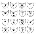 Set of handmade emoticons, emotion, feelings of the cat