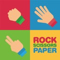 Set of hands with gesture of rock, scissors and paper