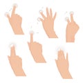 Set of hands with multitouch gestures for tablet or smartphone.