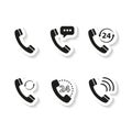 Set of handset stickers icons Royalty Free Stock Photo