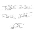 Set of handshake of businessman vector illustration sketch doodle hand drawn with black lines isolated on white background Royalty Free Stock Photo