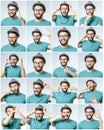 Set of handsome emotional man Royalty Free Stock Photo