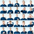 Set of handsome emotional man isolated Royalty Free Stock Photo