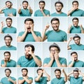 Set of handsome emotional man Royalty Free Stock Photo