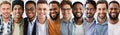 Set of handsome multiracial young men portraits