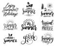 Set of handwritten inspirational summer phrases. Vector fun quotes illustrations. Calligraphy collection.
