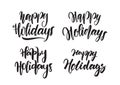 Set of Handwritten type lettering of Happy Holidays. Typography design