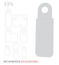 Bottle Neck Hanger Template, Wine Hanger, white, blank mock up isolated on white, Set with 10 different designs Royalty Free Stock Photo