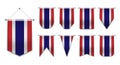 Set of hanging flags of the THAILAND with textile texture. Diversity shapes of the national flag country. Vertical Template