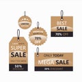 Set of hanging Mega Super Best Sale Shopping Labels, tags, banners, Discount Royalty Free Stock Photo