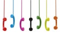 Set of hanging retro telephones