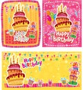 Set of Happy Birthday cards Royalty Free Stock Photo
