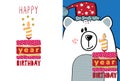 Set of Happy birthday cards design for one year old baby