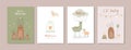 Set of happy birthday, holiday, baby shower celebration greeting and invitation card. Cute animals design.Vector illustrations. Royalty Free Stock Photo