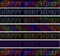 Set of Happy birthday! signs neon laser colorful vibrant banners Royalty Free Stock Photo