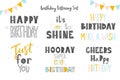 Set of Happy Birthday to You inscriptions. Hand drawn lettering on white background. Isolated vector elements for greeting card, i Royalty Free Stock Photo