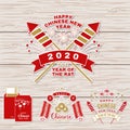 Set of Happy Chinese New Year sticker design. Vector. Chinese New Year patch or greeting card. Royalty Free Stock Photo