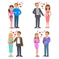 Set of Happy couples. Romantic couple, love, relationship