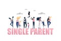 Set of happy single parents.