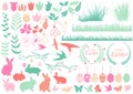 Set of Happy Easter Design Elements Royalty Free Stock Photo