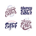 Set of Happy Easter vintage vector calligraphy text. Christian hand drawn lettering poster for Easter. Modern Royalty Free Stock Photo