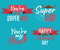 Set of Happy Father`s Day banner and giftcard. Best Dad Poster S Royalty Free Stock Photo