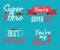 Set of Happy Father`s Day banner and giftcard. Best Dad Poster S Royalty Free Stock Photo