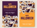 Set of Happy Halloween Banner. Paper Art Style