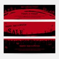 Set of happy Halloween banners background in spooky red graveyard Royalty Free Stock Photo