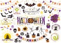 Set Of Happy Halloween Vector Design Elements Isolated On A White Background. Royalty Free Stock Photo