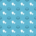 Set Happy little boy head and Balloons in form of heart on seamless pattern. Vector Royalty Free Stock Photo