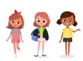 Set of happy little girls in different clothes Royalty Free Stock Photo