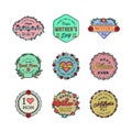 Set of happy mothers day badges. vector Illustration