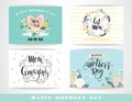 Set of Happy Mothers Day lettering greeting cards with Flowers.