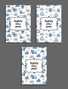 Set of happy new year card templates with arctic animals Royalty Free Stock Photo